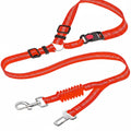 Dropshipman 2-in-1 retractable dog leash and car seatbelt in multi-color nylon for walking and travel safety.