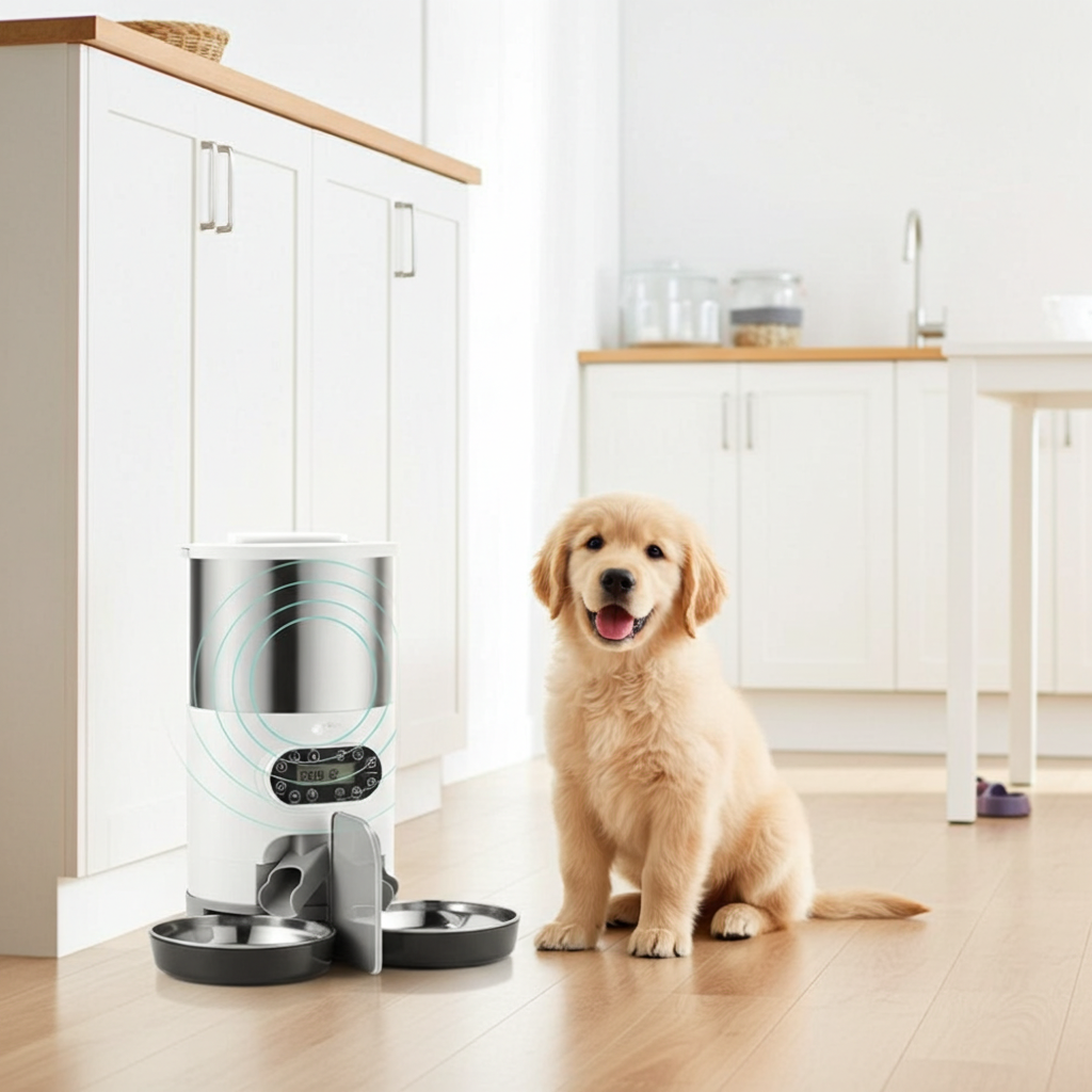 Automatic Smart Pet Feeder - Stainless Steel, WiFi & Button Control