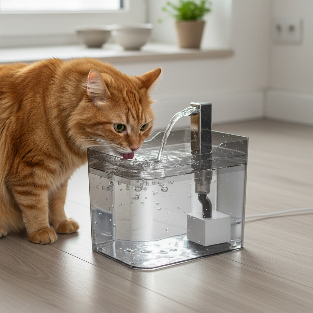 Cat Drinking from Basin