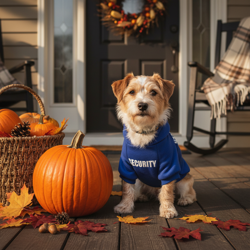 Warm solid color British style dog and cat sweater by Dropshipman, XS-9XL, perfect for fall porch walks.