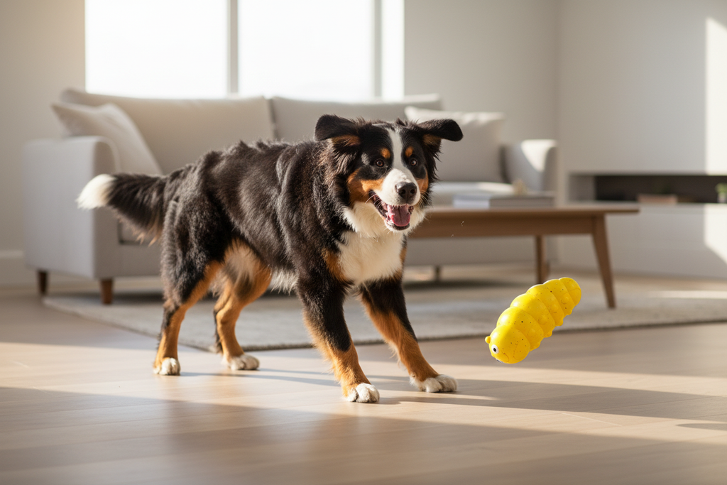 Durable indestructible squeaky dog chew toy for aggressive chewers, featuring a fetch and chase design from Dropshipman.