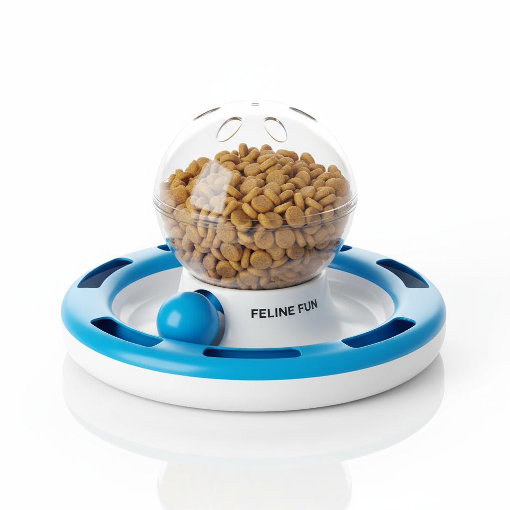 Cat Treat Dispenser Toy With Track Ball