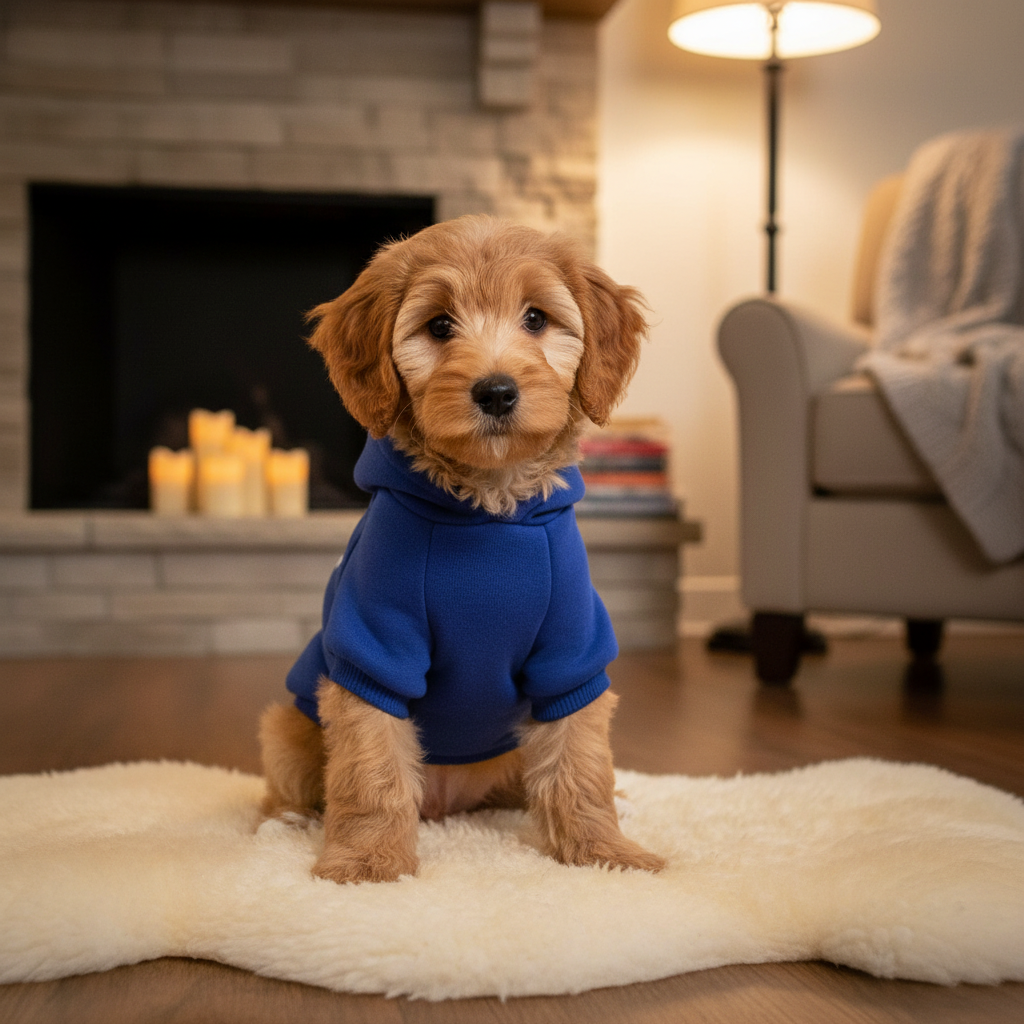 British style warm solid color dog and cat sweater by Dropshipman, XS-9XL, featuring cozy knit fabric on a pet wearing the sweater.