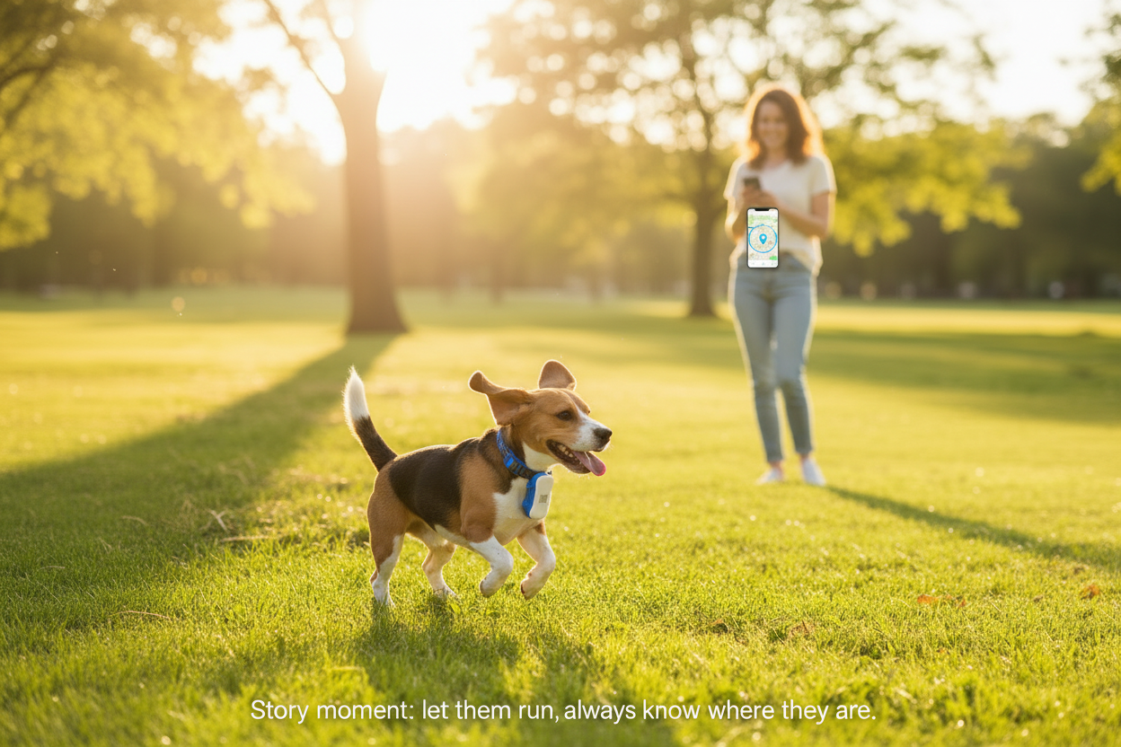 Dog GPS tracker by Dropshipman, showing a real-time anti-lost pet tracker device designed for dogs.