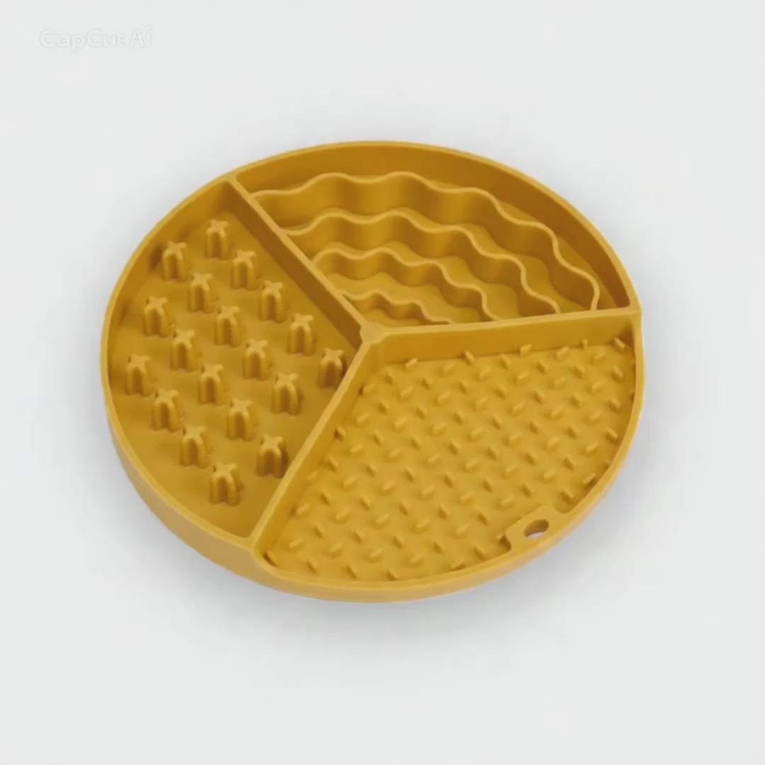 Silicone Slow Feeder Dog Bowl & Lick Mat - Three-Compartment, 21cm