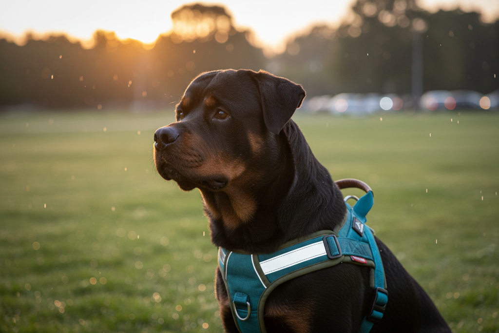 No-Pull dog harness with reflective strips from Dropshipman, made of durable nylon for medium and large breeds.