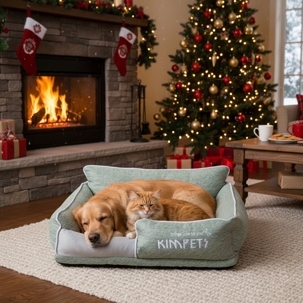 Dropshipman Four Seasons pet bed and sleeping pad for dogs and cats, cozy winter snuggle design in various sizes.