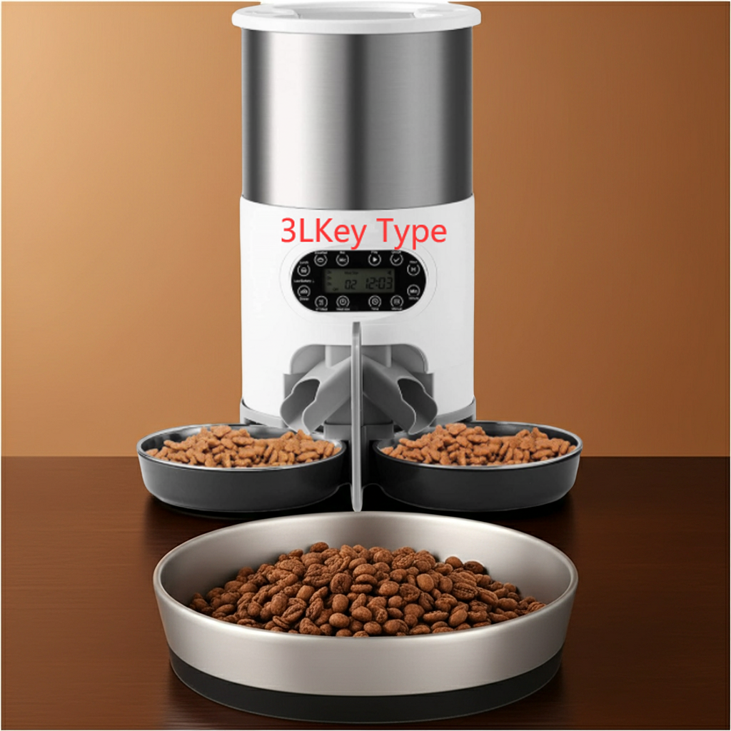 Automatic Smart Pet Feeder - Stainless Steel, WiFi & Button Control