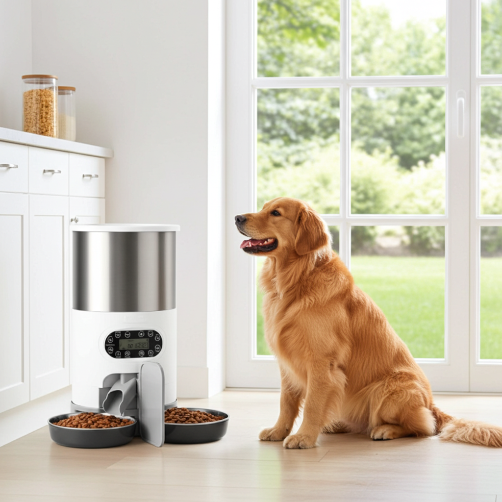 Automatic Smart Pet Feeder - Stainless Steel, WiFi & Button Control